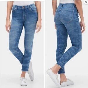 NWT Gap Blue Camouflage Frayed Hem Skinny Legging Skimmer Jeans Size 6/28 #1783